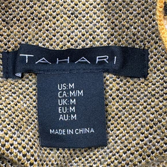 Tahari Sweater Womens Medium Gold White Black Plaid Mock Turtleneck Pullover - Picture 3 of 11